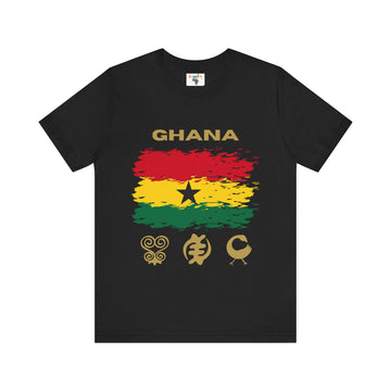 Ghana Flag Tee with Gye Nyame, Sankofa & Akoma – African Heritage Unisex Shirt