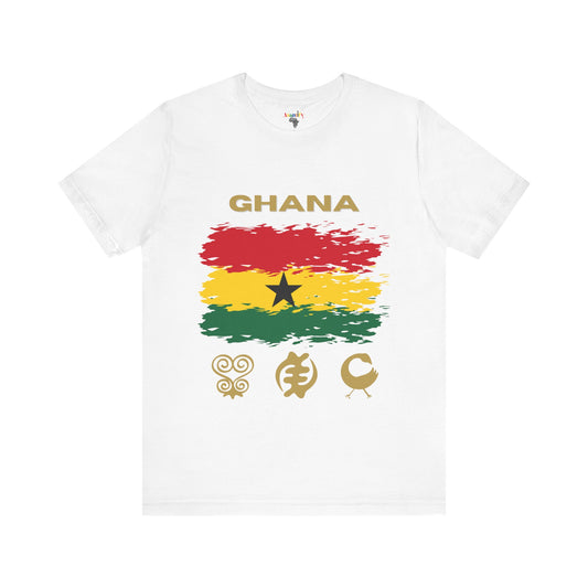 Ghana Flag Tee with Gye Nyame, Sankofa & Akoma – African Heritage Unisex Shirt